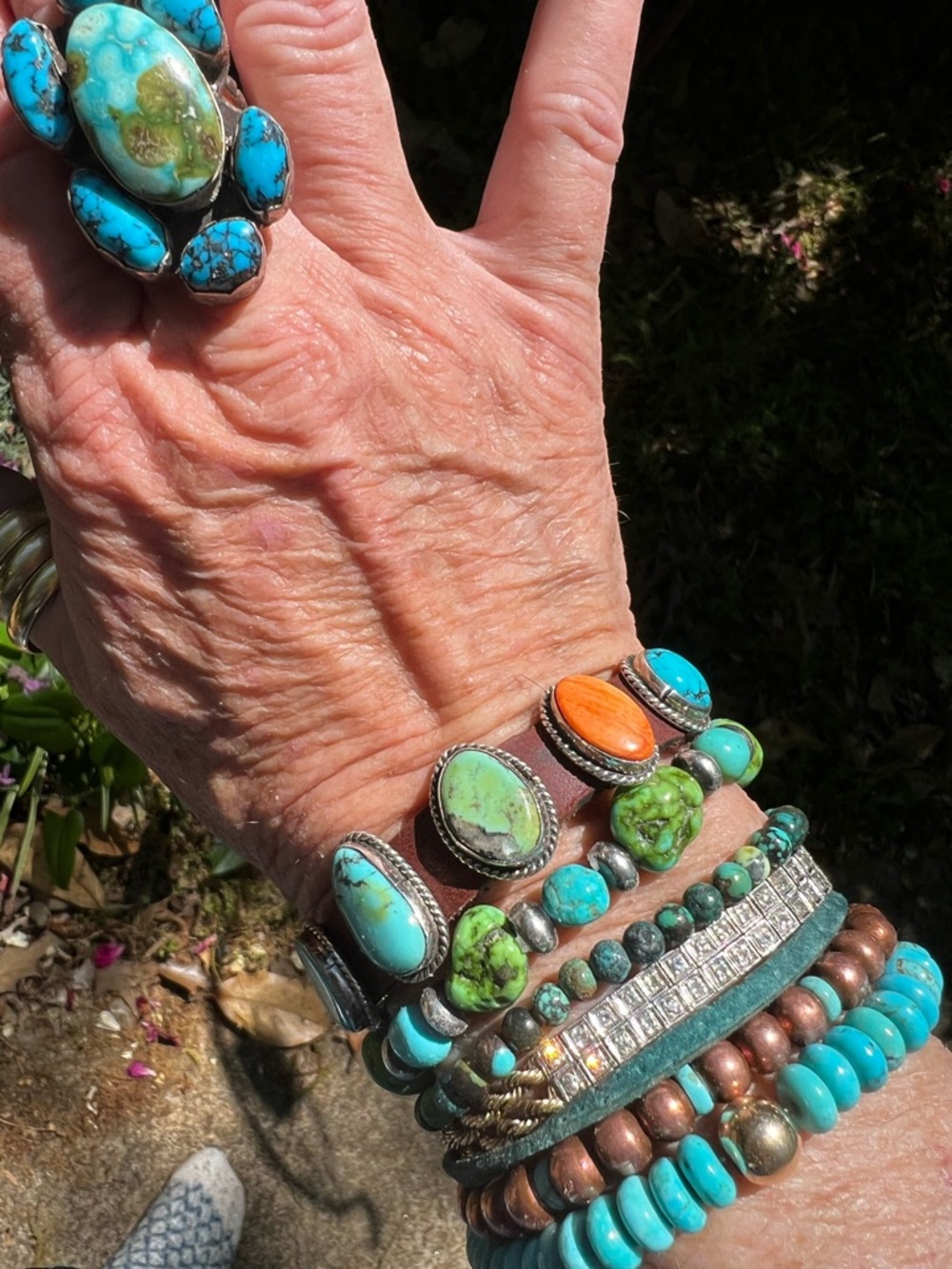 🩵🩵Native American Made Genuine Turquoise, Sterling Silver and Leather Braclet🩵🩵 - Picture 8 of 10